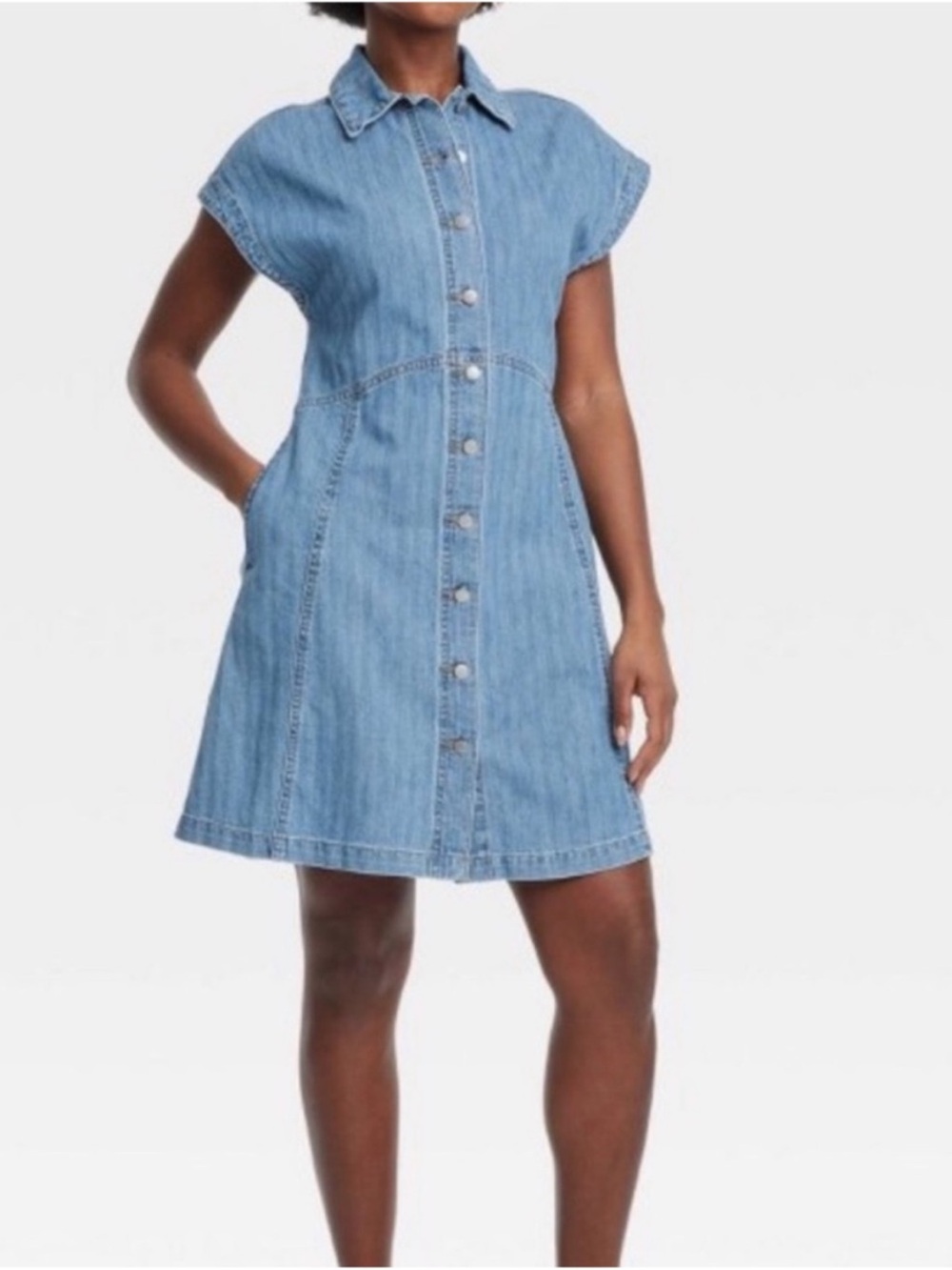 Universal Thread Sleeveless Flounce Tailored Soft Denim Dress M NWT